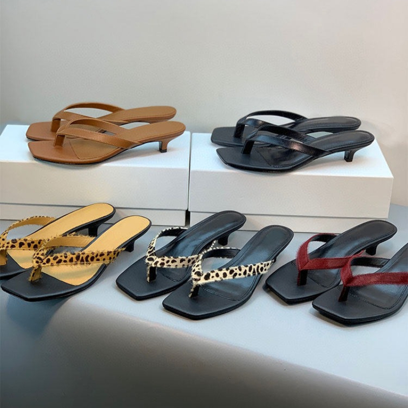 Streetwear Brand Luxury - Luxury Brand Leather Heeled Flip Flops