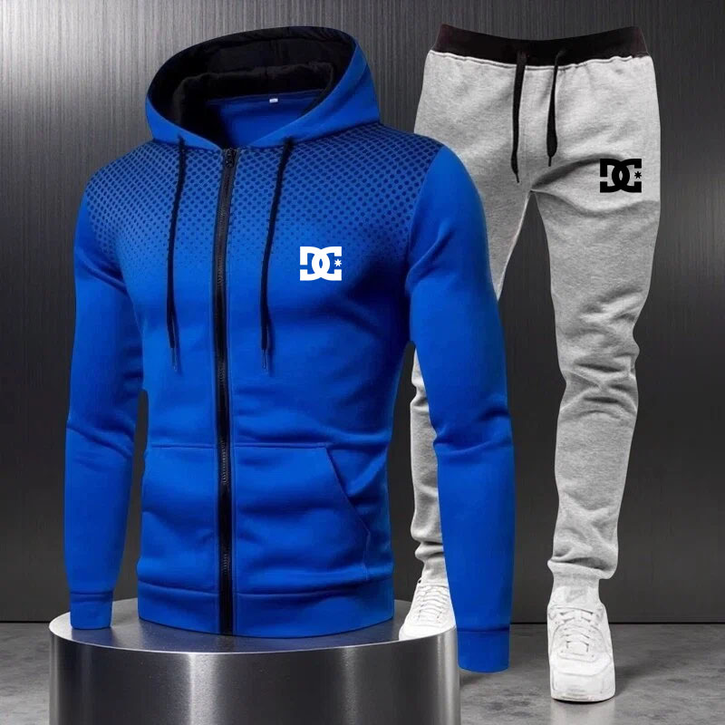 Streetwear Zipper - Men's hooded sweatshirt and sweatpants set