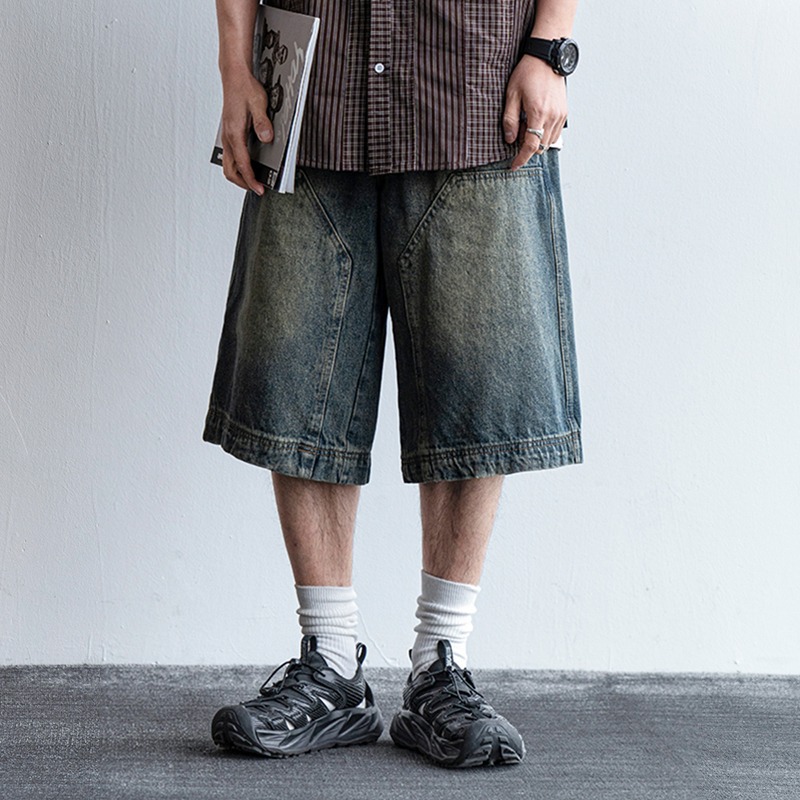 Streetwear Brand Niche - Heavyweight Washed Denim Shorts For Men