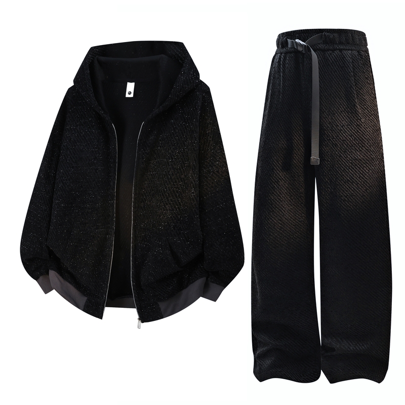 Men's Casual 2-Piece Sportswea - Streetwear Zipper บทวิจารณ์และราคา