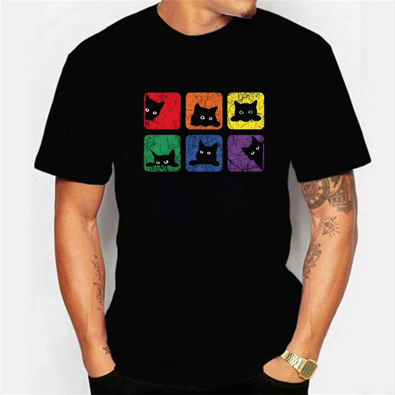 Short Sleeve Tees Men's T-shir - Streetwear Brand Cat บทวิจารณ์และราคา