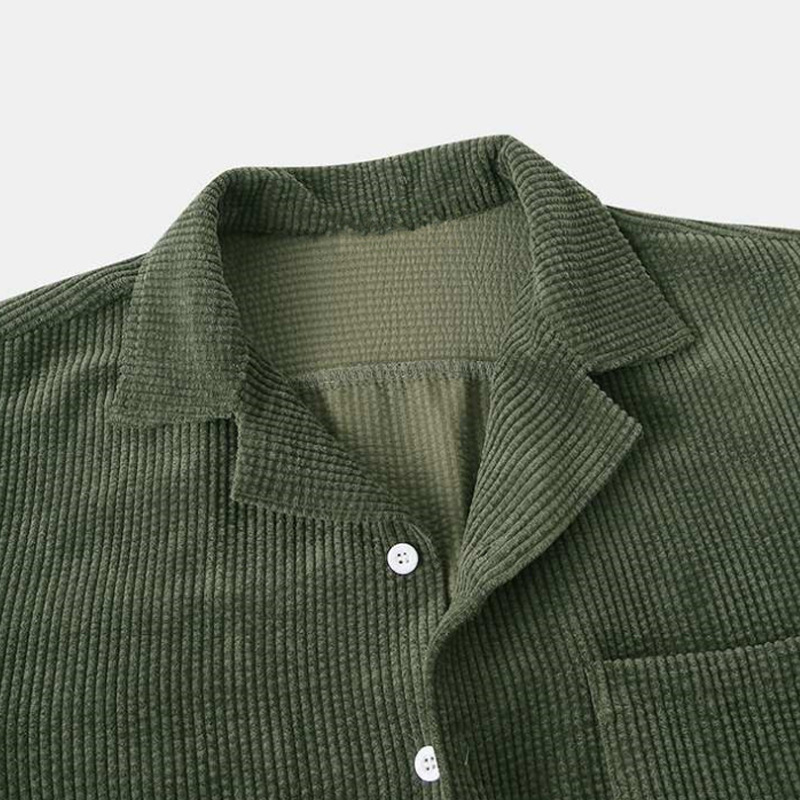 Mens Summer Corduroy Hawaiian  - Streetwear Zipper บทวิจารณ์และราคา