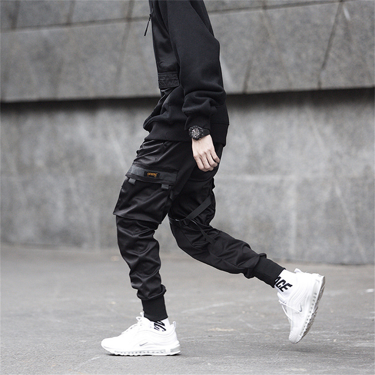 Black Hip Hop Cargo Pants Summ - Gothic Streetwear Brand บทวิจารณ์และราคา
