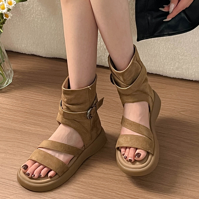 Women Open Toe Buckle Ankle Bo - Streetwear Zipper บทวิจารณ์และราคา