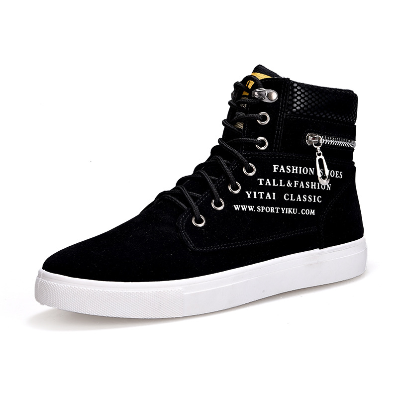 Men's Black High-Top Sneakers  - Streetwear Zipper บทวิจารณ์และราคา