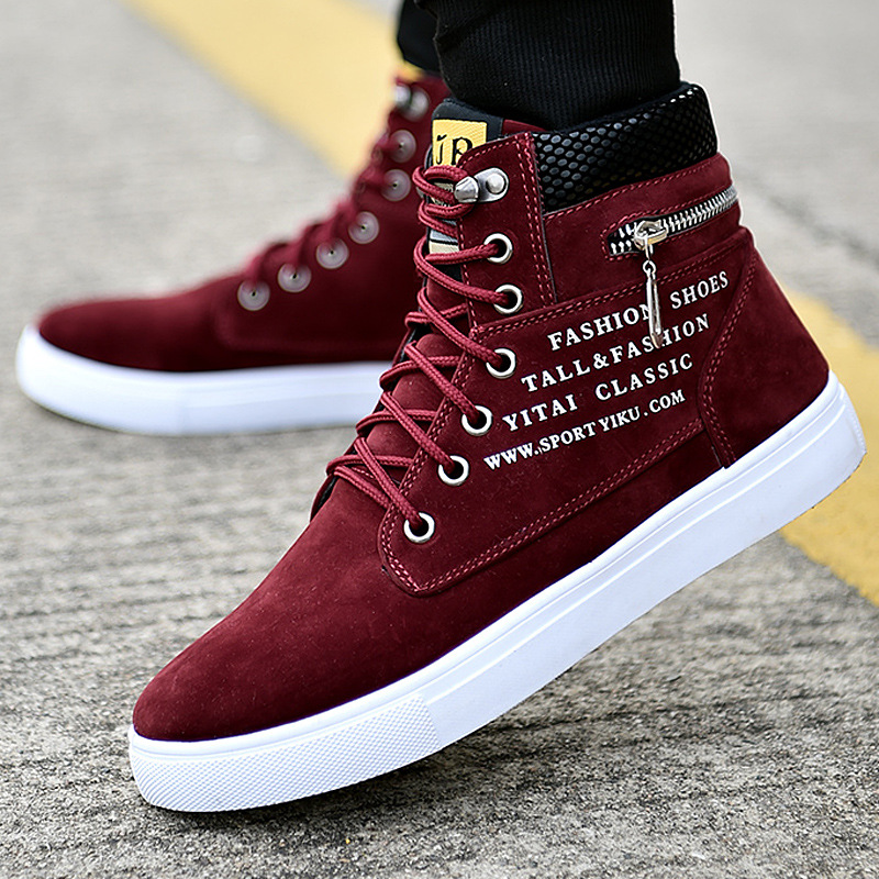 Men's Black High-Top Sneakers  - Streetwear Zipper บทวิจารณ์และราคา